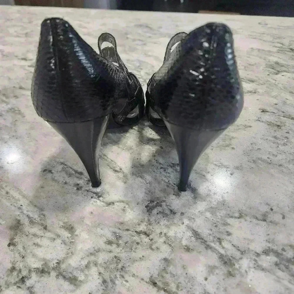 Calvin Klein Womens Snakeskin Leather High Heel Sandals Black Size 7M - Picture 5 of 7